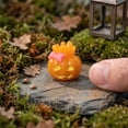 thumbnail image 5 of Qiulaii Mini Resin Jack O Lantern Figurines Small Artificial Pumpkin Ornaments Waterproof Tabletop DIY Craft Halloween Party Home Accent Decorations, (C), 5 of 5