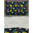 thumbnail image 3 of Nature Comforter & Sham Bedding Set, Tropical Leaves in Pastel Funky Tones Monstera Orchids Branches Concept, 3 pcs Duvet Set Microfiber Filling Quilt, 5 Sizes, Lime Green and Purple, by Ambesonne, 3 of 4