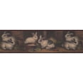 thumbnail image 2 of Beige Lapins dans la Grange Brun Foncé Bord de Papier Peint Design Rétro, Rouleau 15' x 6,75''', 2 of 3