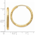 thumbnail image 4 of 14K Yellow Gold 2mm Satin Diamond-Cut Endless Hoop Earrings (21 X 21) Made In Peru xy1178, 4 of 6