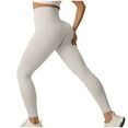 thumbnail image 3 of lcziwo Back to School Prime Sales, High Waisted Leggings for Women Casual No See Through Tummy Control Cycling Workout Yoga Pants Solid Color Full Length Tight Bottom Trousers White L, 3 of 4