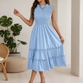 thumbnail image 2 of DHFJKG Summer Dresses For Women Casual Sleeveless Midi Dress Ruffle Hem Smocked Waist Flowy A-Line Beach Vacation Sundress Comfortable Dresses, 2 of 8