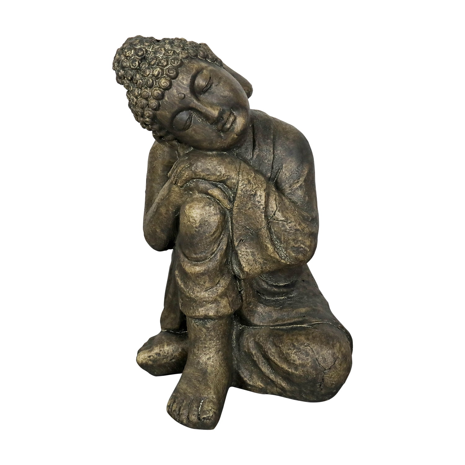 SunJet Outdoor Buddha Statue - Hug Knee Sleeping Buddha Sculpture Meditating Decorations for Garden,Patio, Balcony, Porch, Yard Art Ornament