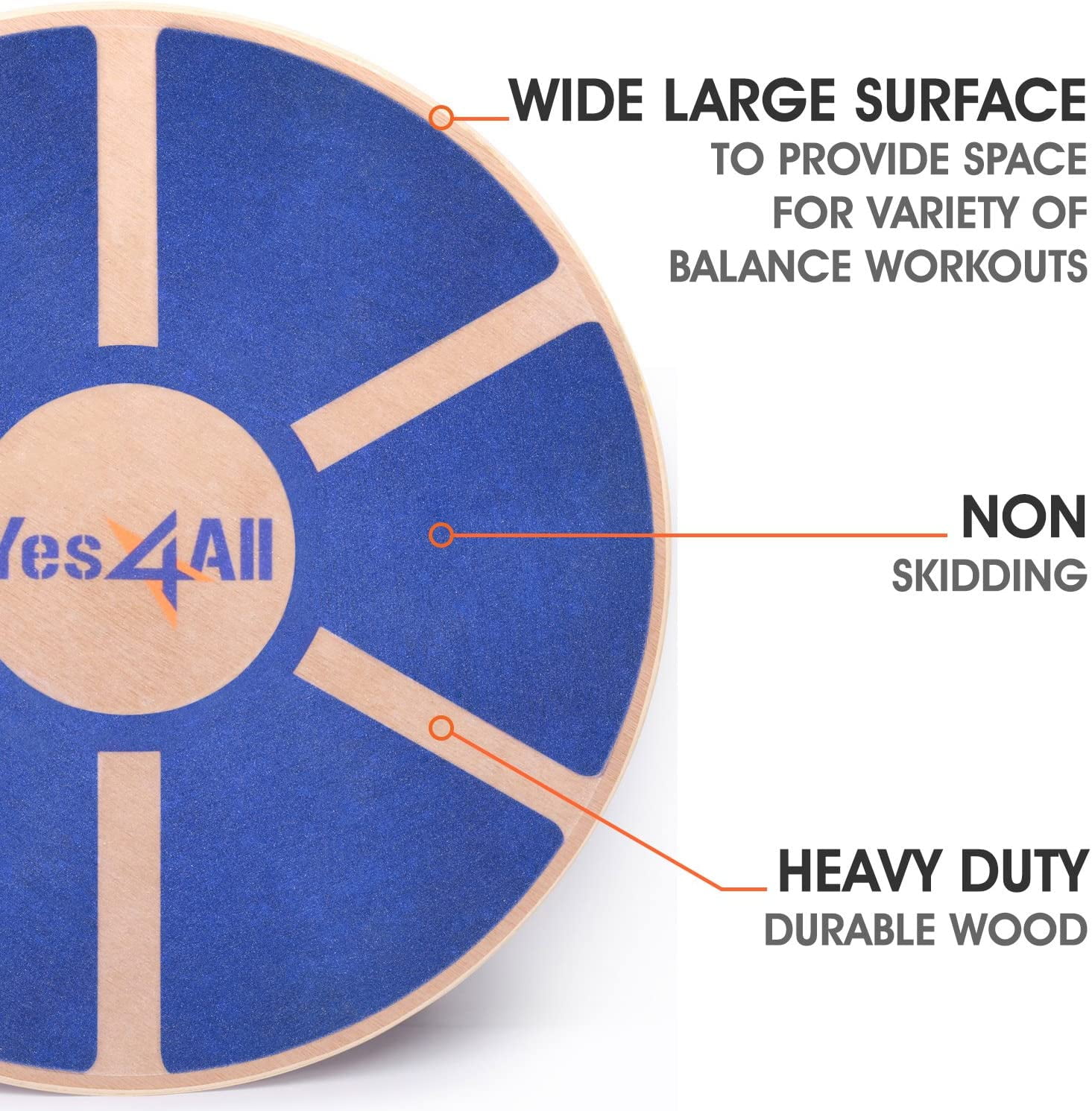 Yes4All Wooden Wobble Balance Board 16 in Surface for Exercise