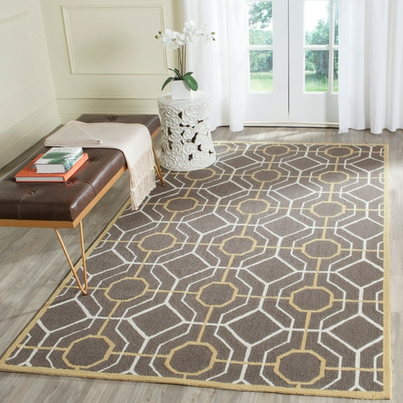 SAFAVIEH Four Seasons Tylar Geometric Area Rug, Dark Grey/Ivory, 5' x 8'