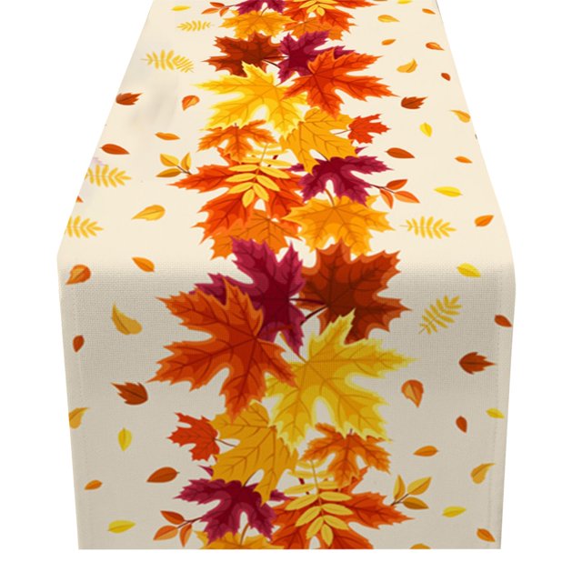 Sunflower & Maple Pattern Tablecloth Kitchen Dining Table Cover Stain & Wrinkle Polyester Fabric For Home Decor