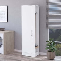 FM FURNITURE Nampa Storage Cabinet, Single Door, Broom Hangers ,White