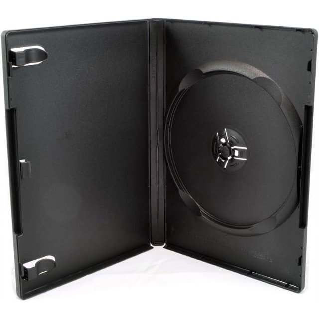 Paquete de 25 estuches estándar para DVD de 14 mm, negros, con funda exterior transparente