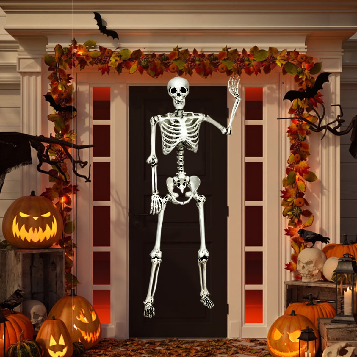 Costway 5.4ft Halloween Christmas Skeleton Life Size Realistic Full Body Hanging with Movable Joints 63 Inches