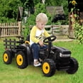 thumbnail image 4 of TOBBI 12V Kids Ride On Tractor with Trailer Electric Battery Powered Ride on Toy W/ LED Lights,Black, 4 of 10