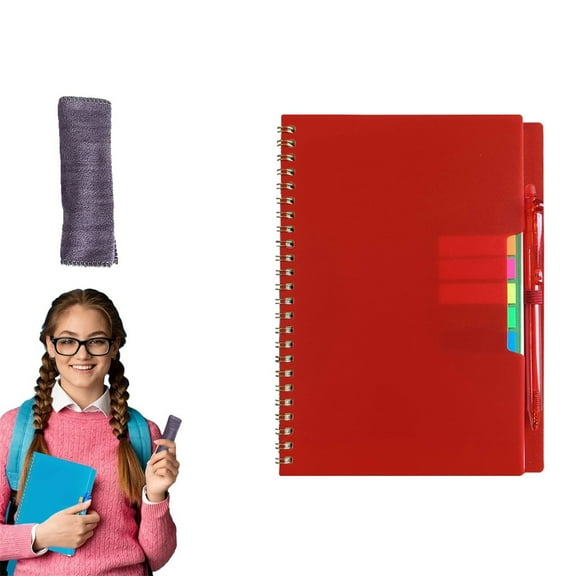 Meiiso Reusable Smart Notebook, Red (Gift Box   1 Pen   Cloth), Notebook Set Smart Reusable Planner & Notepad Stone Paper Notebook 8.5x6.1in