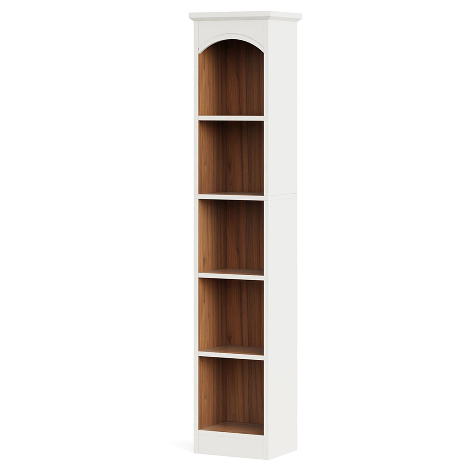 Demi Bonn 6 Tier Narrow Bookcase, Wood Bookshelf Storage Organizer, 71" Tall Display Standing Shelf Unit for Bedroom, Living Room, White