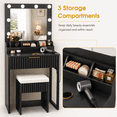thumbnail image 6 of Zimtown Vanity Desk Set with Mirror, Makeup Vanity Table with 8 LED Lights and Charging Station, Dressing Desk for Bedroom, Black, 6 of 11