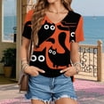 thumbnail image 4 of Yopmin Cat Shirts for Women V Neck Fashion Graphic Tees Cute Casual Clothes Short Sleeve for Travel Dating Commuting, 4 of 6