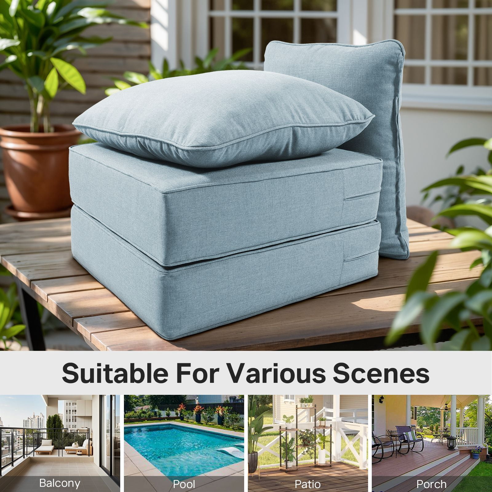 Opohoro Outdoor Deep Seat Cushion Set, 24"x22"x6", Water Resistant & UV Resistant Comfortable Furniture Cushions for Patio Chair, Sofa, Loveseat