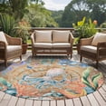 thumbnail image 4 of Large Round Rug 8Ft Washable Non-Slip, Octopus Coastal Circle Area Rugs for Living Room Bedroom, Summer Nautical Starfish Coral Brown Anchor Indoor Floor Mats Carpet Runner for Home Decor, 4 of 8
