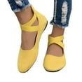 thumbnail image 2 of Xfvqtps Ladys Single Shoes Suede Surface Elastic Ankle Strap Soft Sole Pointy Toe Flats Bottom Ballet Rear Ankle Zipper Shoes New Large Size Shallow Mouth Elastic Flat Shoes Yellow, 2 of 7