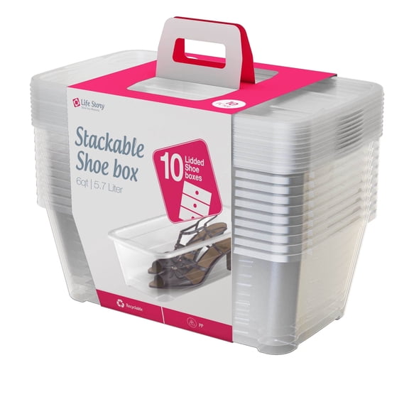 Open Box 10-Pk Life Story 5.7L Shoe & Closet Storage Stacking Container