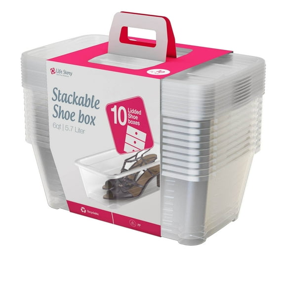 Open Box 10-Pk Life Story 5.7L Shoe & Closet Storage Stacking Container