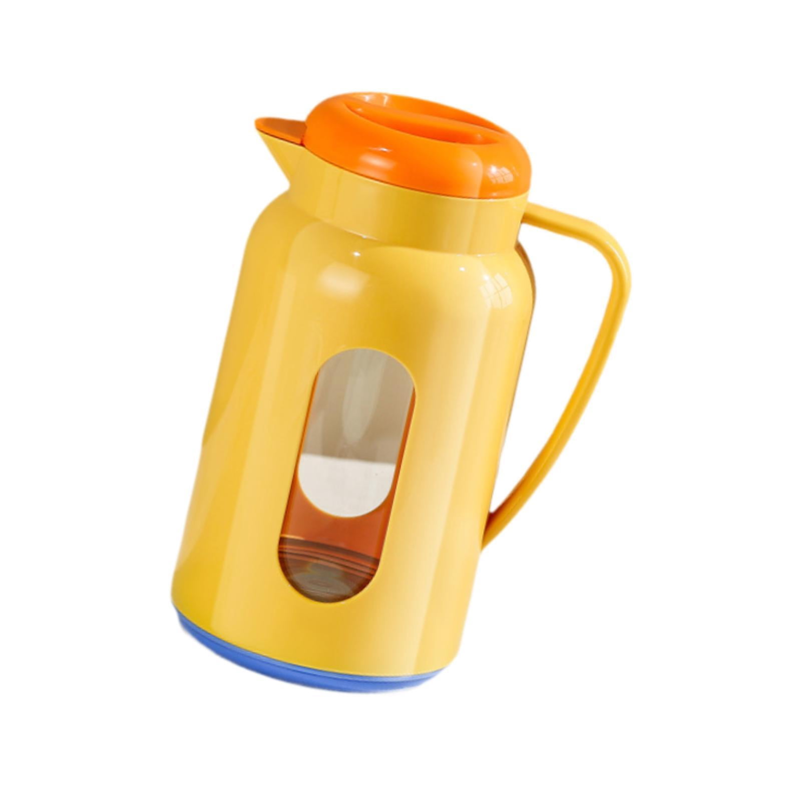 Fiocias Glass Pitcher Easy to Fill Cold Drink Jug Leakproof Fridge Jug Kettle for Summer Orange Blue