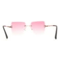thumbnail image 2 of Womens Rimless Luxury Fashion Bevel Edge Rectangle Sunglasses Gold Pink, 2 of 4