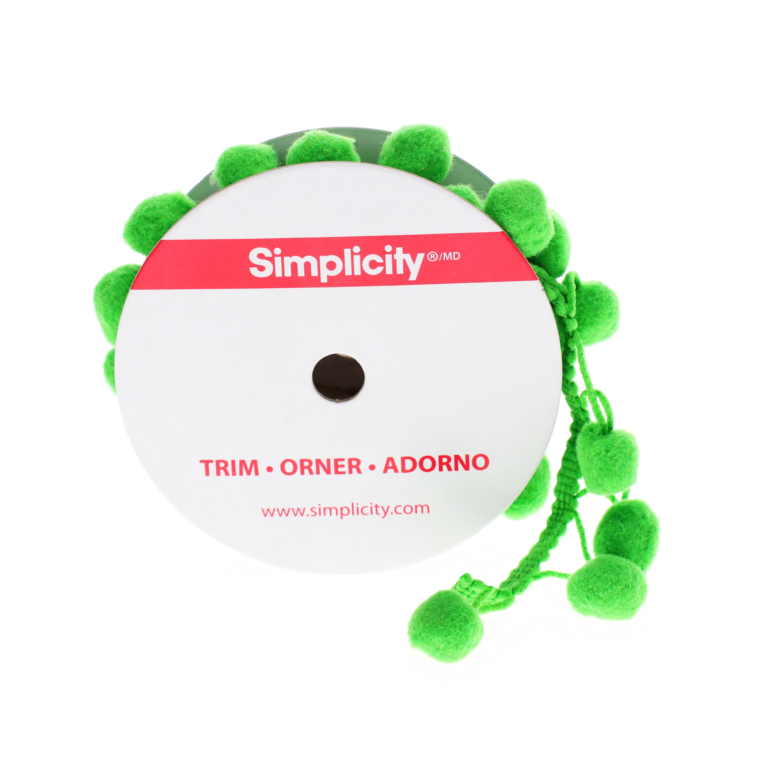 (3 pack) Simplicity Trim, Green 1 1/4 inch Jumbo Pom Pom Trim Great for Apparel, Home Decorating, and Crafts, 1 Yard, 1 Each