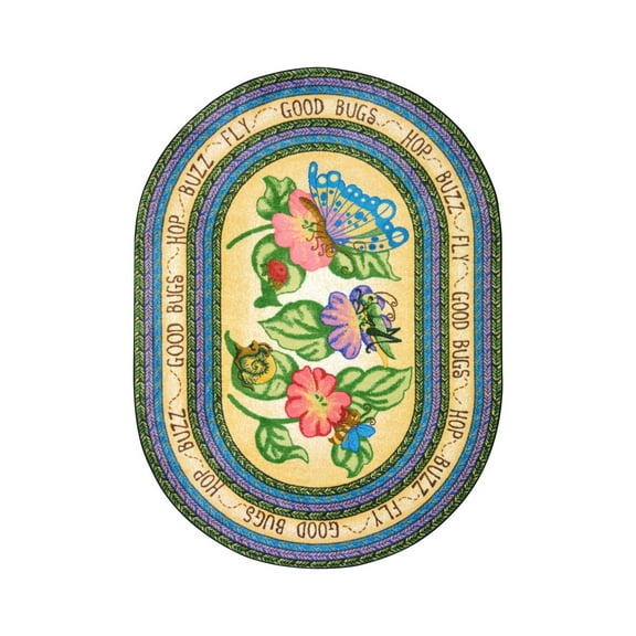 Kid Essentials - Infants & Toddlers Good Bugs, 5'4" x 7'8" Oval, Multicolored