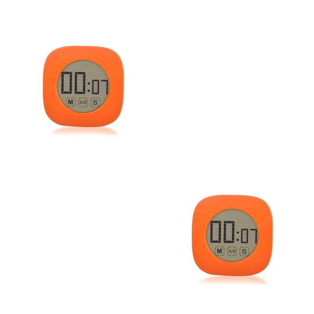kurtrusly Timer Cooking School Student Digital Count Up Stopwatch Minute Second Electronic Steaming Portable Alarm Orange 2Set