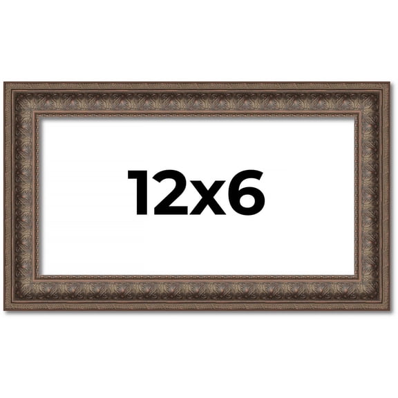 12x6 Ornate Brown Real Wood Picture Frame Width 1.5 Inches | Interior Frame Depth 0.5 Inches | Zisa