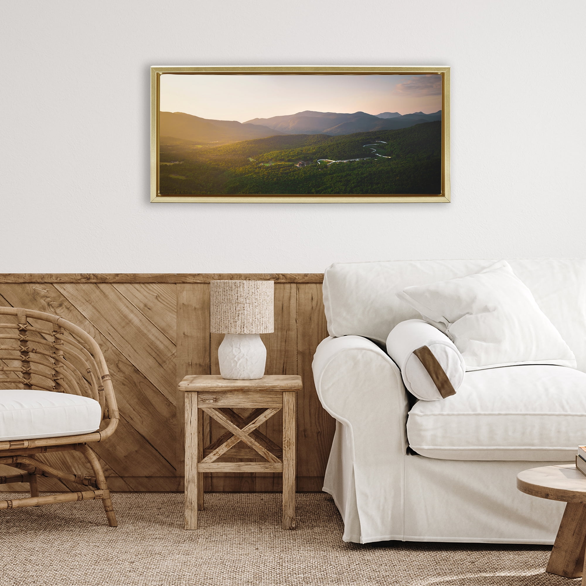 Stupell Industries Winding Road Through Forested Mountains Gold Framed Floater Canvas Wall Art, design by Jonathan Zaharek