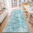 thumbnail image 3 of 2'x6' Rug Runners for Hallways Kitchen, Turquoise Coastal Non Slip Entryway Beside Floor Carpet Runner, Nautical Coral Starfish Shell Seahorse Ocean Washable Laundry Room Bedroom Throw Rugs Mat, 3 of 8