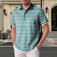 thumbnail image 2 of Striped Polo Shirts for Men Short Sleeve Collar Summer, Men's POLO Shirt Pinstripe, Dark Green s, 2 of 5