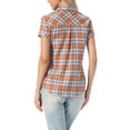 thumbnail image 3 of INSPIRE CHIC Women's Plaid Shirts Point Collar Button Down Blouses L Deep Orange, 3 of 6