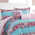thumbnail image 3 of Betsey Johnson Floral Microfiber Plain Weave Washable Comforter Sets, Full/Queen, Blue, 3 of 6