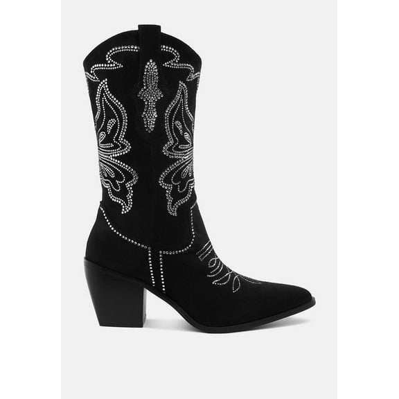 Latafa Rhinestones Embellished Cowboy Boots