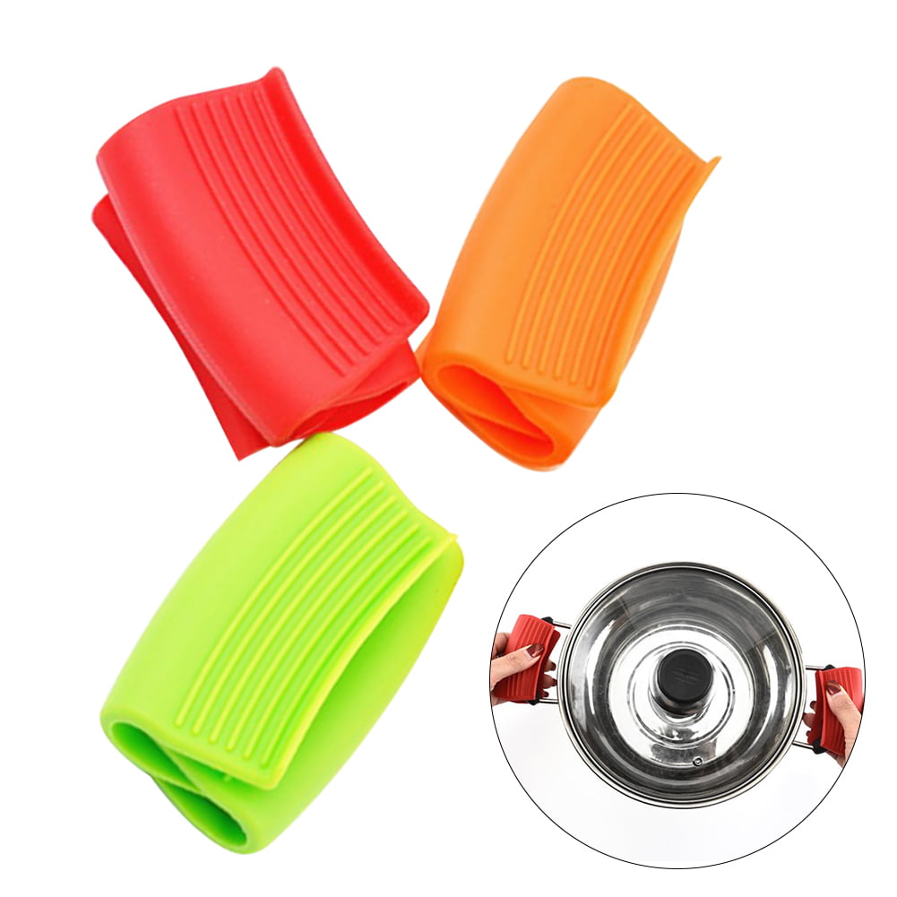 Details about   3pairs Scald Proof Pan Grip Cover Oven Trays Kitchen Pot Handle Sleeve Silicone