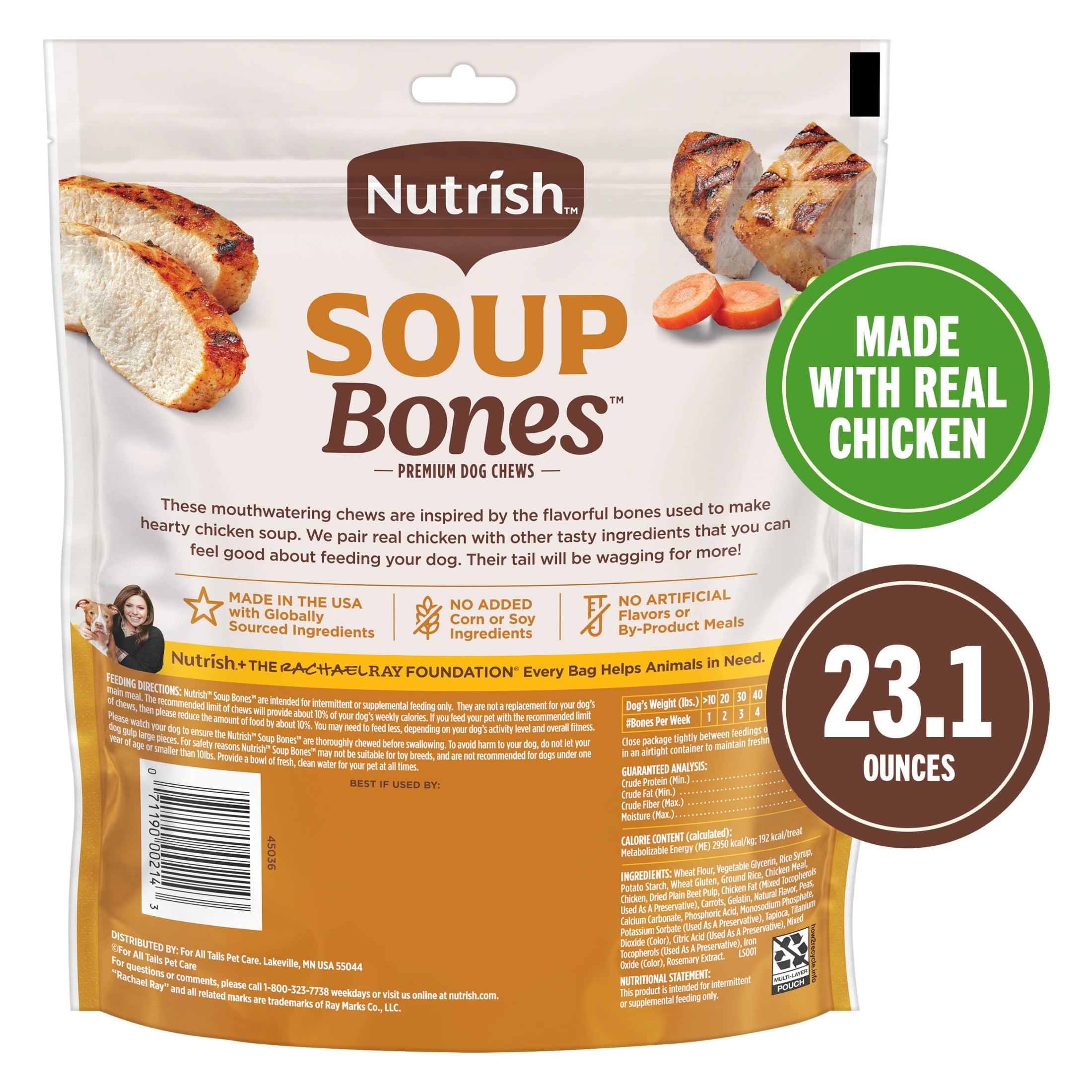 (2 pack) Nutrish Soup Bones Premium Dog Chews with Real Chicken and Veggies, 11 Chews, Packaging May Vary (Rachael Ray)