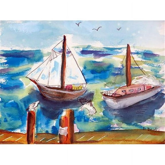 Betsy Drake TP933 24 x 30 in. Two Sailboats Outdoor Wall Hanging