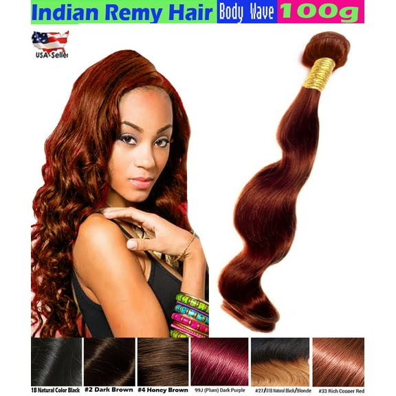 Ustar Remy Human Hair Weave Body Wave Auburn Color 1B - 18 INCH