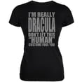 thumbnail image 1 of Costume d'Halloween Humain Dracula Noir Juniors T-Shirt Doux, 1 of 1