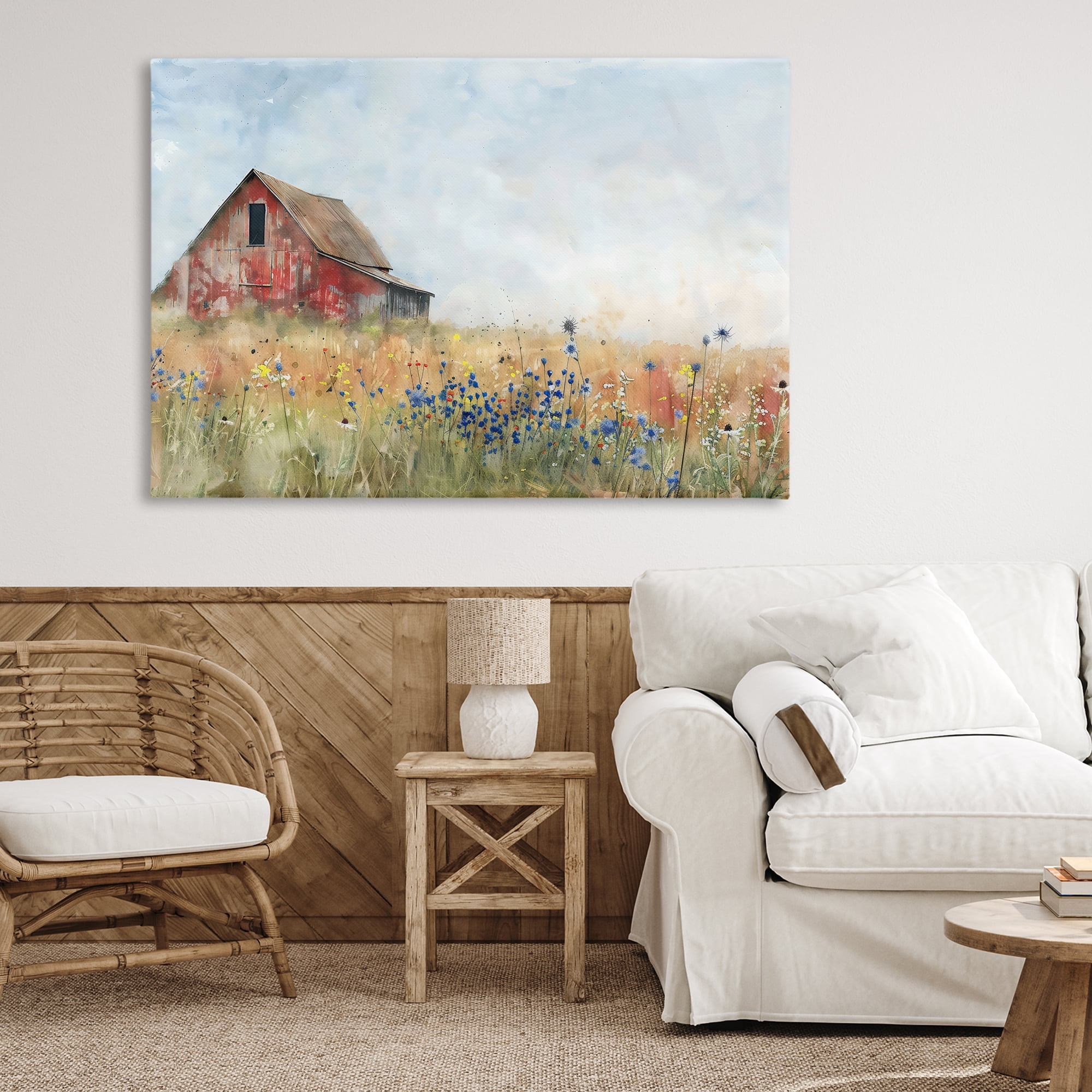 Stupell Industries Rustic Barn in Colorful Meadow Canvas Wall Art, design by Creative Studio