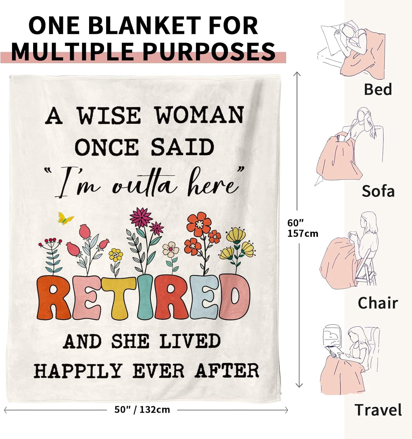 Retirement Gift for Woman 2026, Soft Flannel Retirement Blankets for Women, Best Retired Gifts for Women, Funny Retirement Gifts for Teacher Coworker Friend Nurse Boss Famale