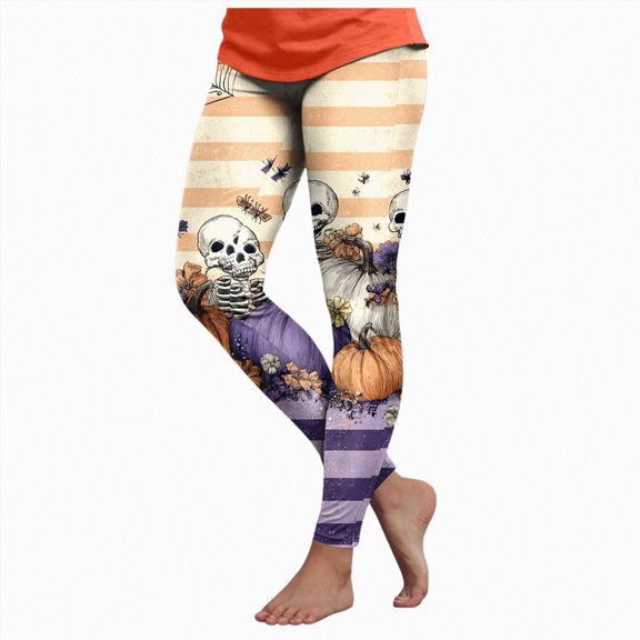 mgoYE Halloween Sweat Pants Women High Waisted Stretchy Soft Holiday Patterned Tights Workout Yoga Pants Women Legging Size M