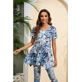 thumbnail image 3 of ENMAIN Women Casual Tunic Tops Summer Short Sleeve Shirt Plus Size Ladies Loose Fit Blouses Blue 2XL, 3 of 8