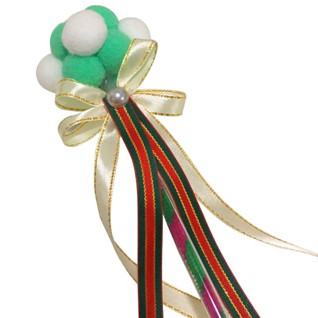 Cat Teaser Wand Plush Tassel Interactive Bowknot Cat Ball Wand Cat Toy with Bell