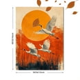 thumbnail image 3 of UXIEQU 12x16 Inch 2D Flat Yellow Flying Cranes Wall Art Japanese Sun Moon Japandi Living Room Decor, 3 of 8