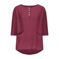 thumbnail image 4 of ZyeKqe Womens Tops Half Sleeve Shirts Button up V Neck T Shirts Lightweight Casual Comfy Blouses, 4 of 6