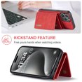 thumbnail image 5 of Allytechgroup 2 in 1 Detachable Wallet Case for iPhone 16 Pro Max with Cash Pocket & Cash Slots, [Magnetic Clasp] [Kickstand] Retro PU Leather Soft TPU Shockproof Anti-Scratch Slim Case, Red, 5 of 9