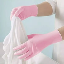 Elainilye Rubber Gloves, 10 Pack Disposable Cleaning Gloves Waterproof Thickened for Household Kitchen Dishwashing Chemical Protection​​, Pink