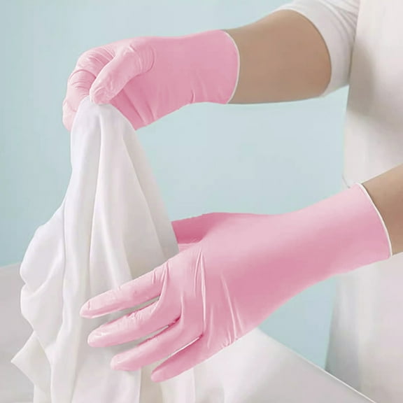 Elainilye Rubber Gloves, 10 Pack Disposable Cleaning Gloves Waterproof Thickened for Household Kitchen Dishwashing Chemical Protection​​, Pink